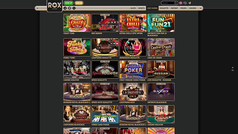Rox Casino — Live dealer lobby