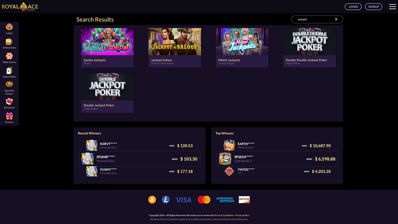 Royal Ace Casino — Jackpot games