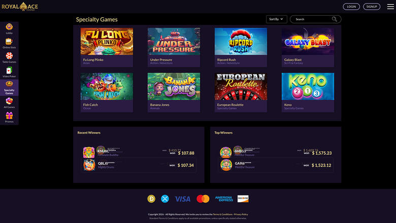 Royal Ace Casino — Games lobby