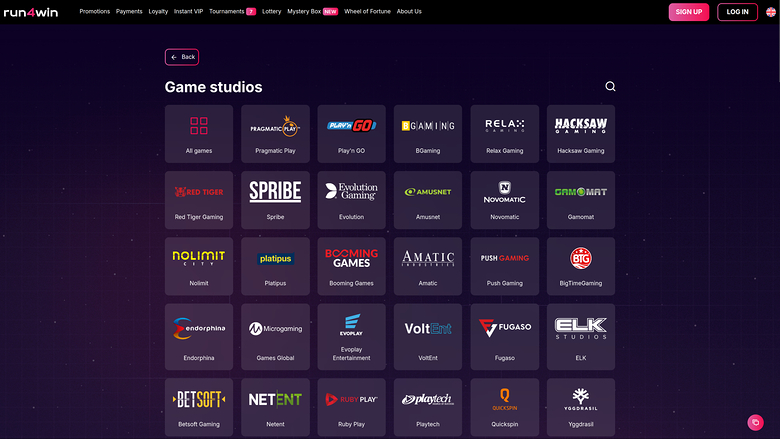 Run4Win Casino — Games by studio