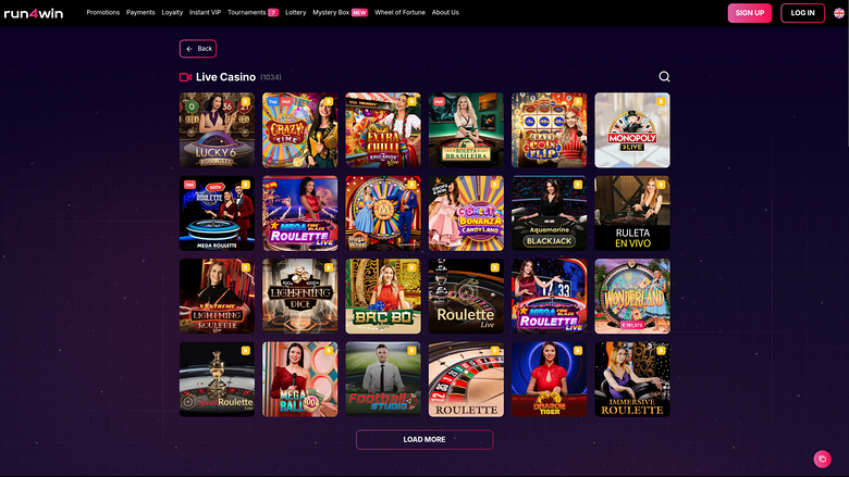 Run4Win Casino — Live dealer lobby