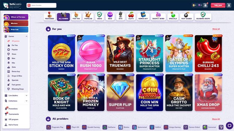 SafeCasino — Games lobby