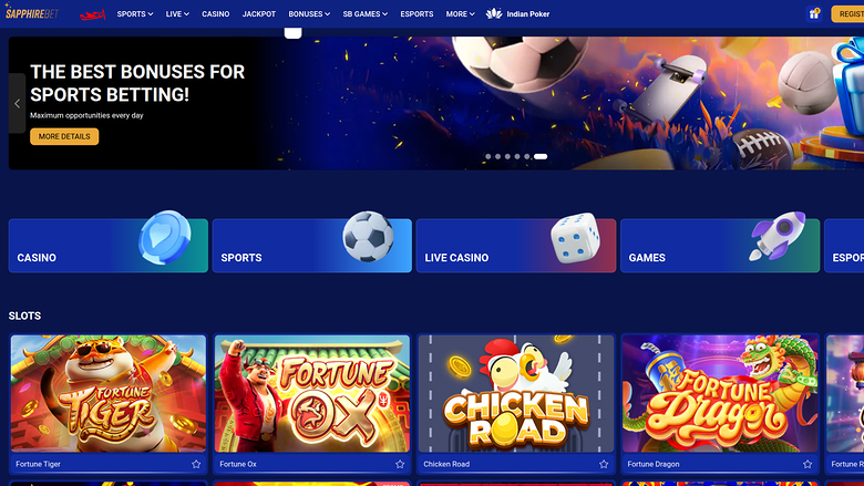 SapphireBet Casino — Homepage
