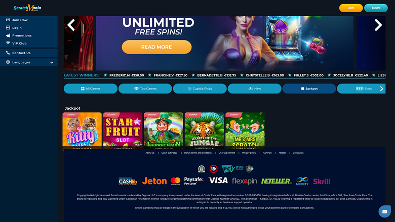 ScratchMania Casino — Jackpot games