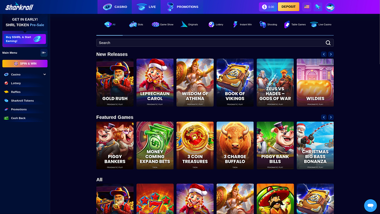 Sharkroll Casino — Games lobby