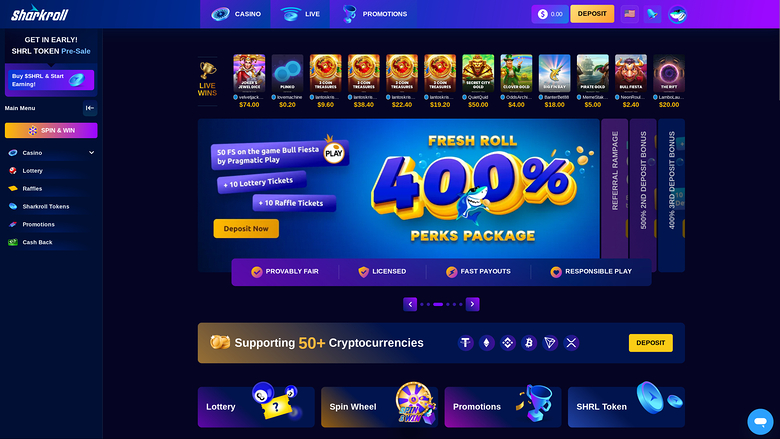 Sharkroll Casino — Homepage