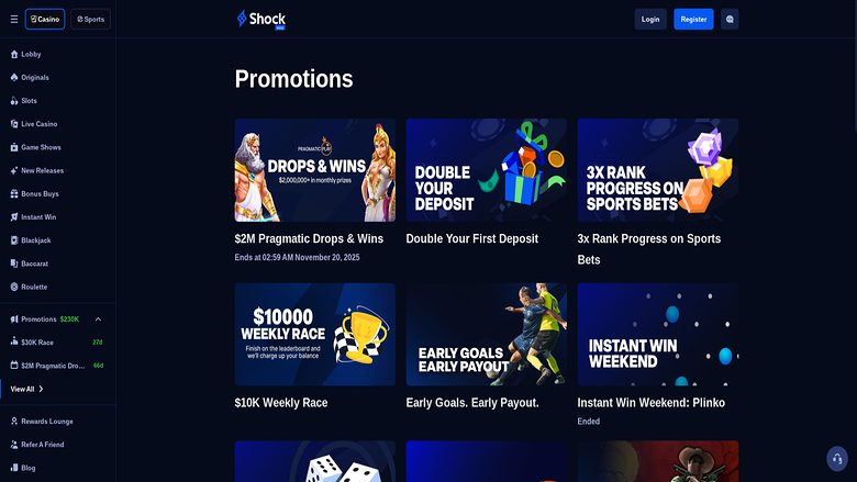 Shock Casino — Promotions page