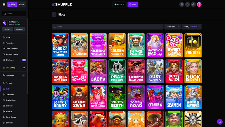 Shuffle Casino — Games lobby