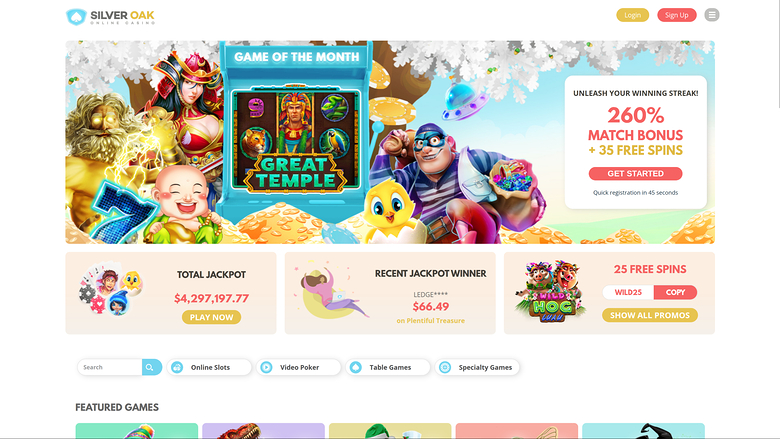 Silver Oak Casino — Homepage