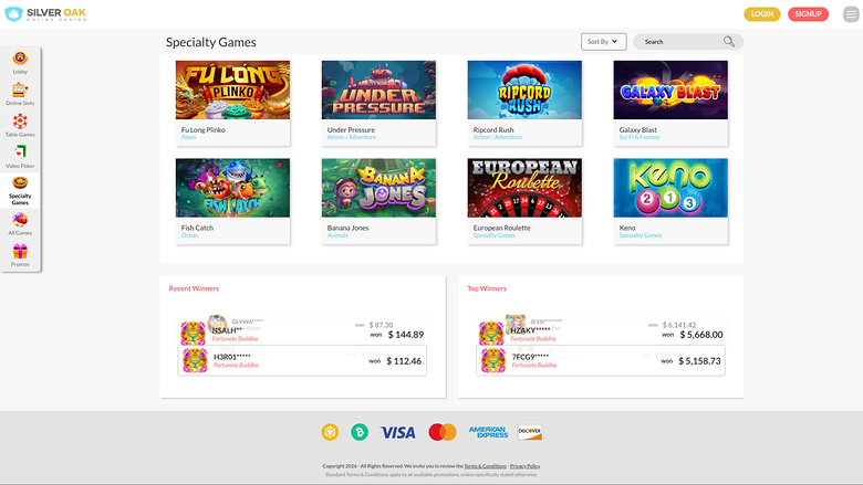 Silver Oak Casino — Games lobby