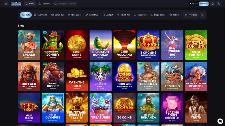SlotLounge Casino — Games lobby