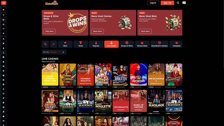 SlotoRush — Live dealer lobby