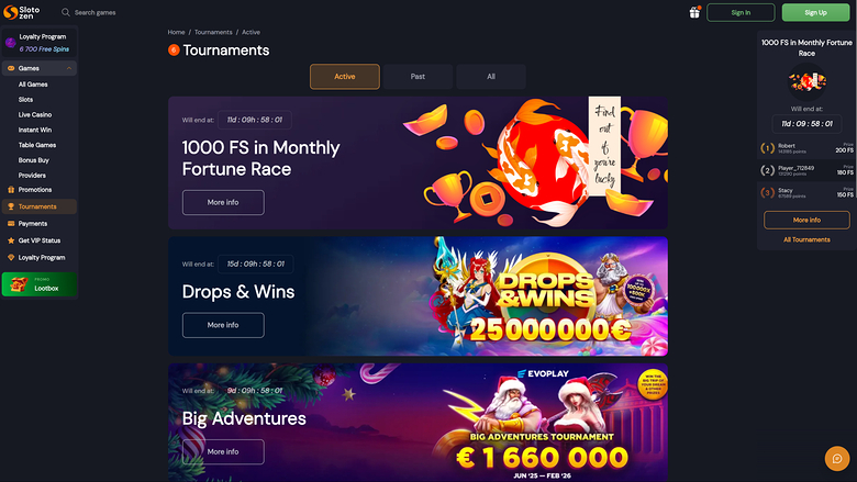 Slotozen Casino — Tournaments