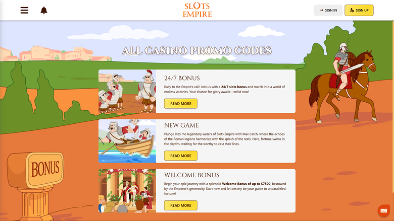 Slots Empire Casino — Promotions page