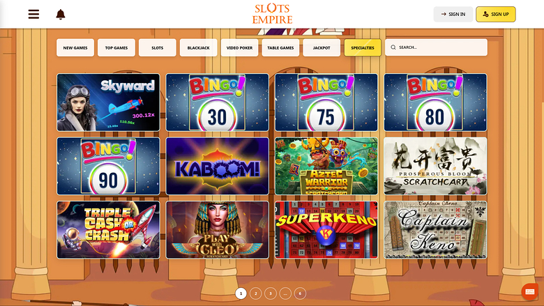Slots Empire Casino — Specialties
