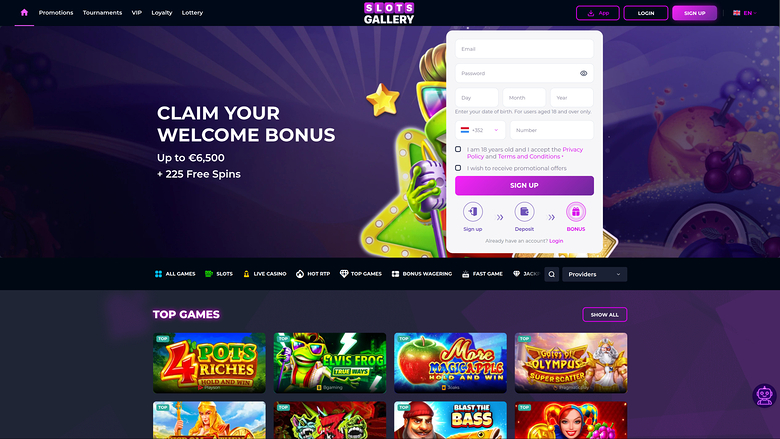 Slots Gallery Casino — Homepage