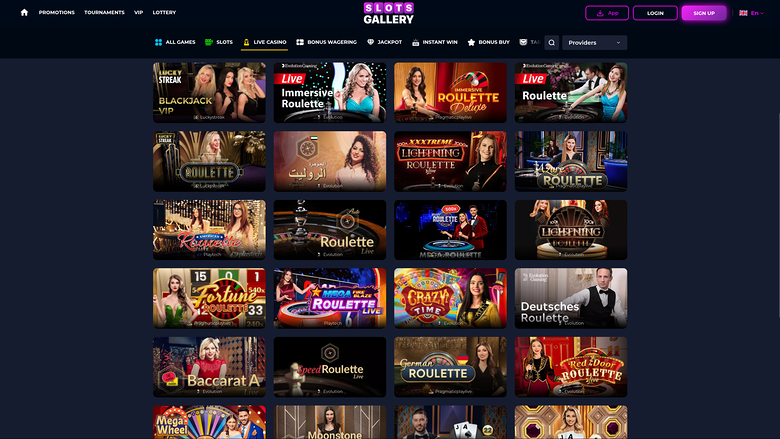 Slots Gallery Casino — Live dealer lobby