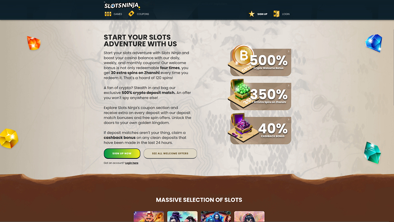 Slots Ninja Casino — Promotions page