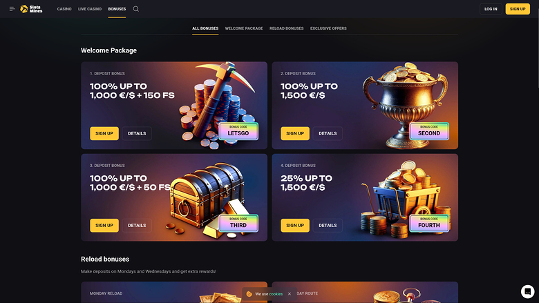 Slotsmines Casino — Promotions page