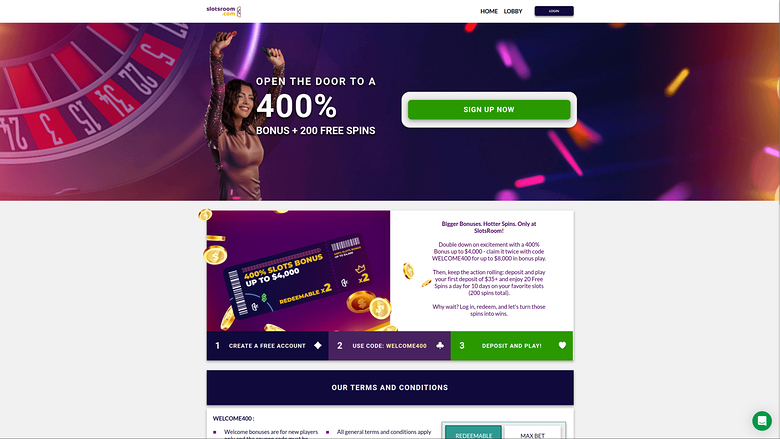 SlotsRoom Casino — Promotions page