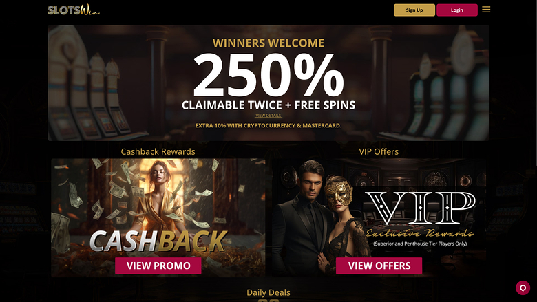 SlotsWin Casino — Promotions page