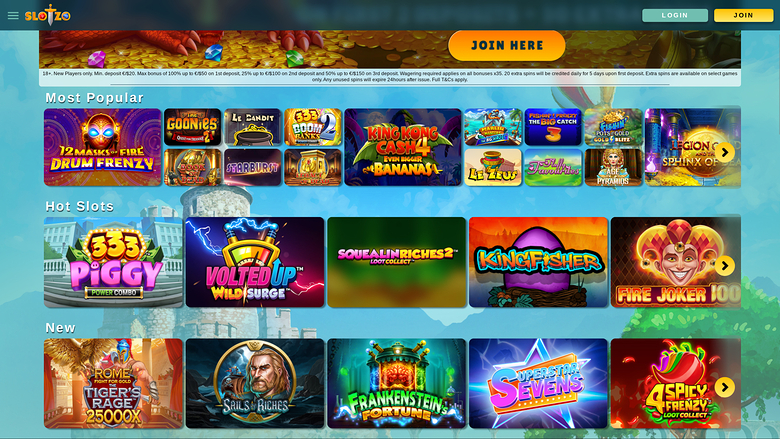 Slotzo Casino — Games lobby