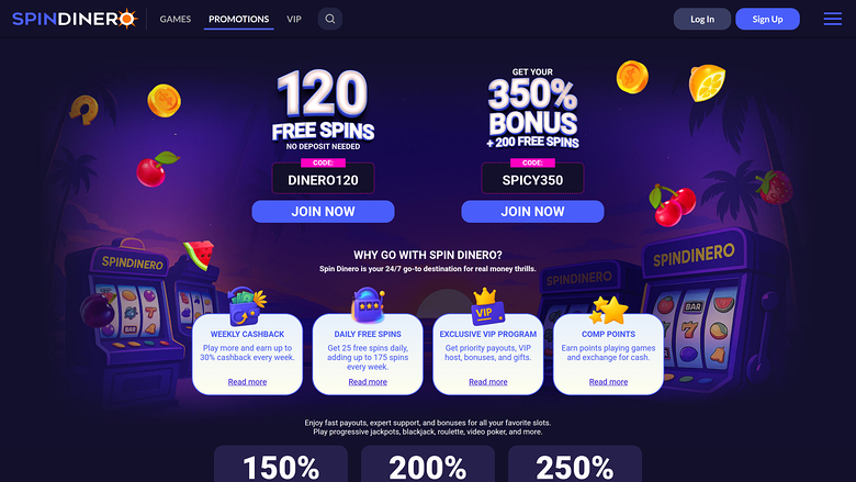 Spin Dinero Casino — Promotions page