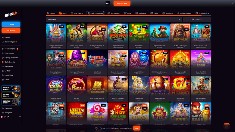 Spinch — Games lobby