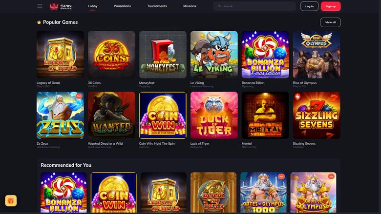 SpinEmpire Casino — Games lobby
