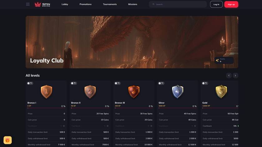 SpinEmpire Casino — VIP section