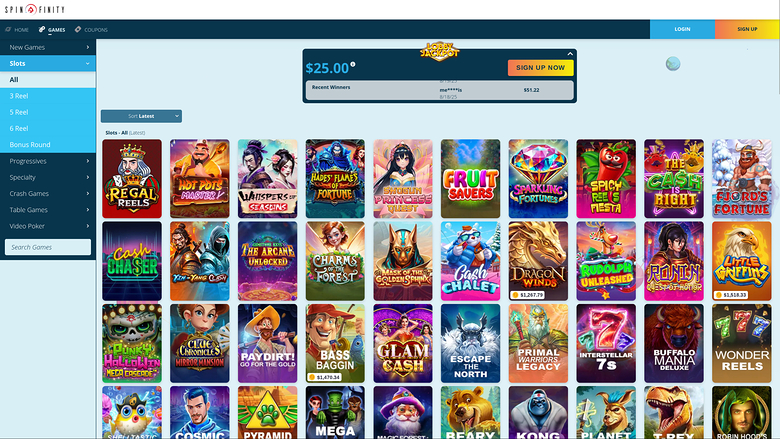 Spinfinity Casino — Games lobby