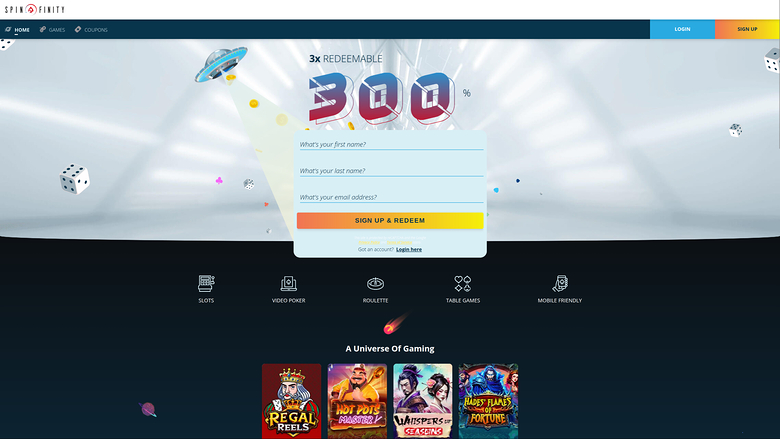 Spinfinity Casino — Homepage