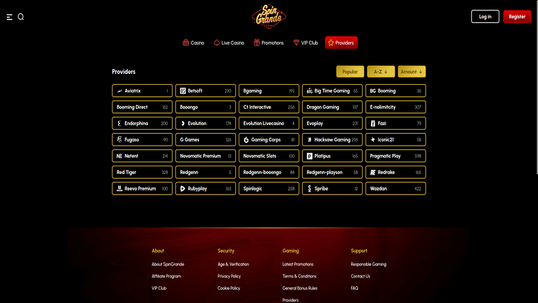 SpinGrande Casino — Developers