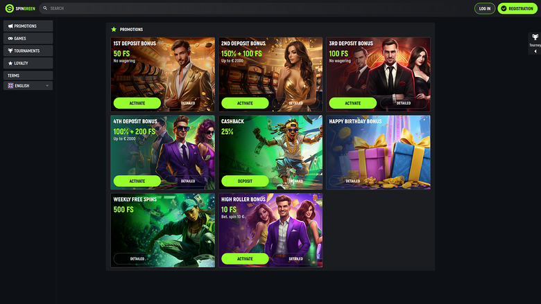 SpinGreen Casino — Promotions page