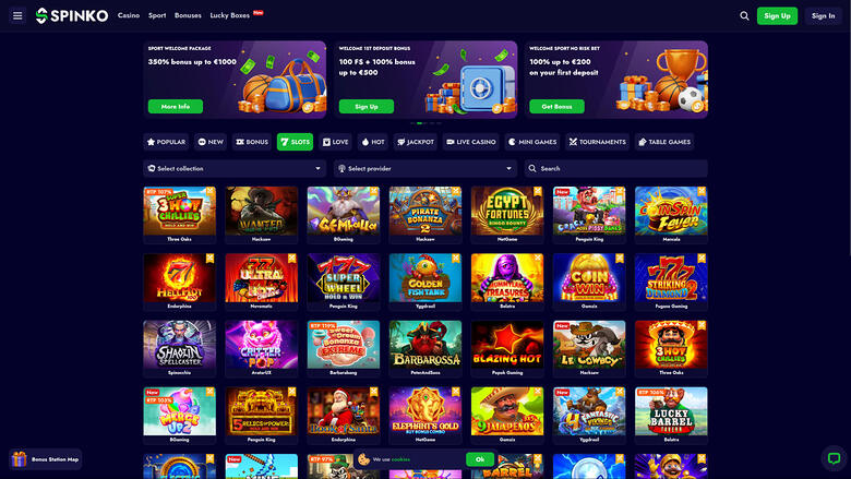 Spinko Casino — Games lobby