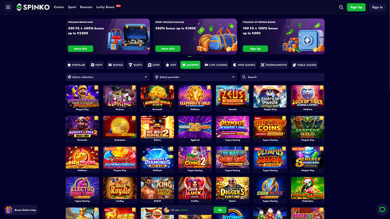 Spinko Casino — Jackpot games