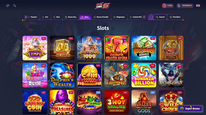 Spinlander Casino — Games lobby