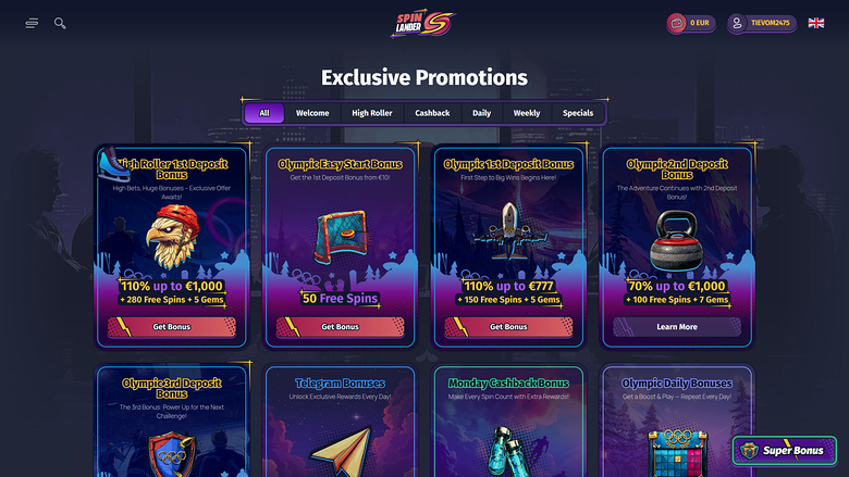 Spinlander Casino — Promotions page