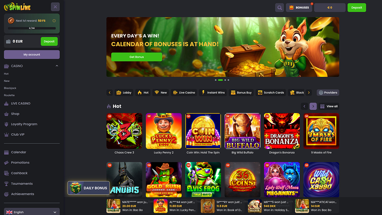 Spinline Casino — Homepage