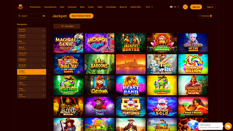 Spinscastle Casino — Jackpot games
