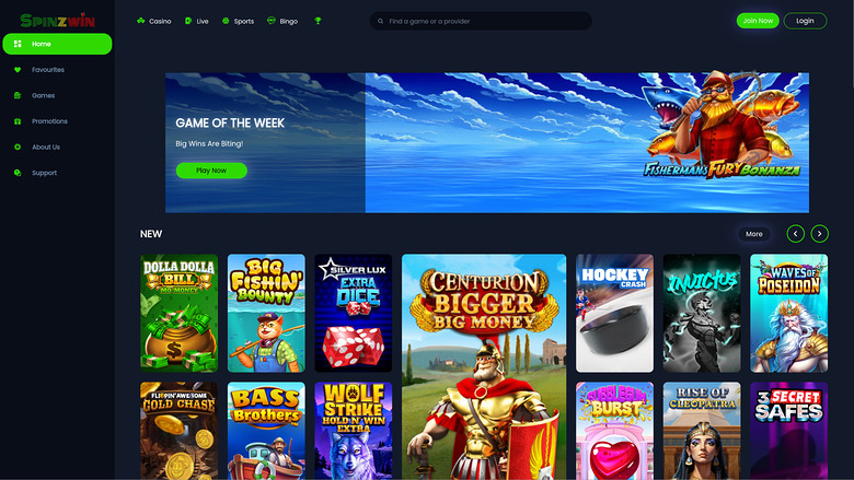 SpinzWin Casino — Homepage