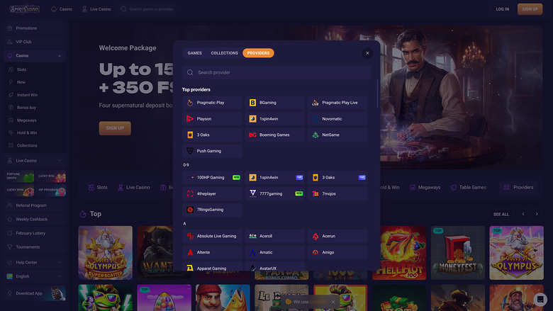 Spirit Casino — Games by studio