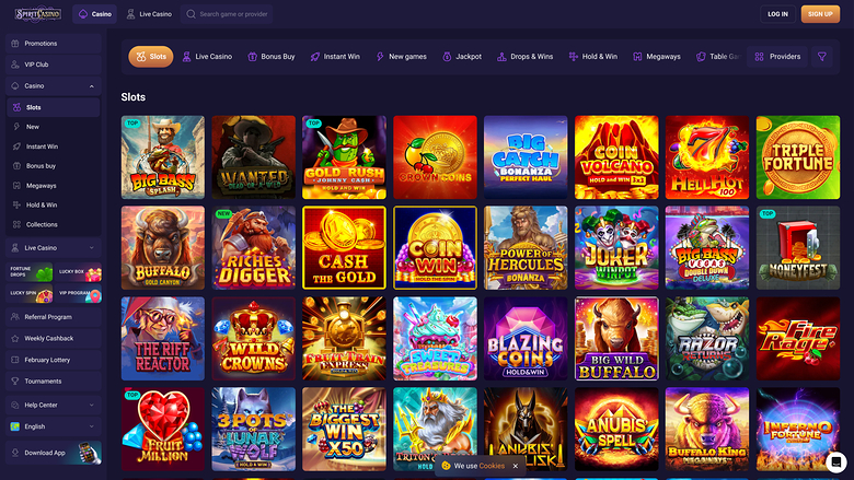 Spirit Casino — Games lobby