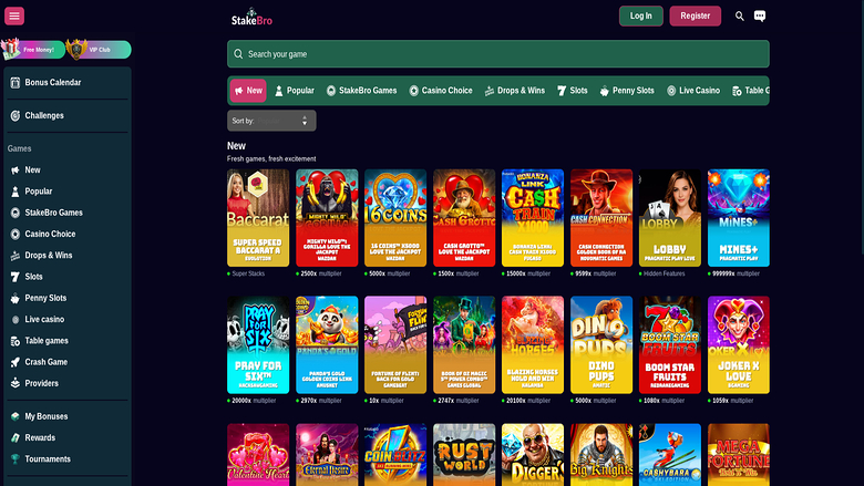 Stakebro Casino — Games lobby