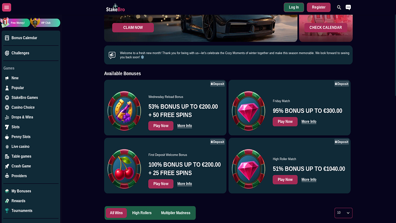 Stakebro Casino — Promotions page