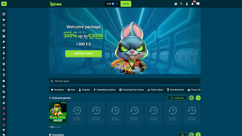 StakeMania Casino — Homepage