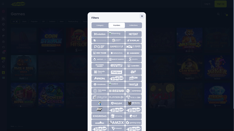 Starzino Casino — Games by studio