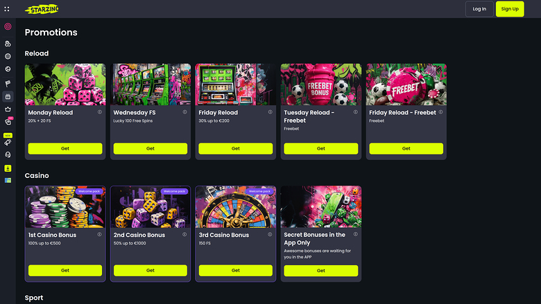 Starzino Casino — Promotions page