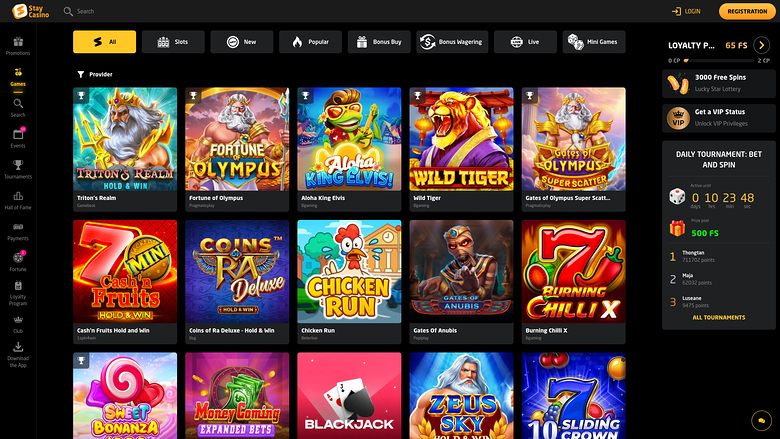 StayCasino — Games lobby