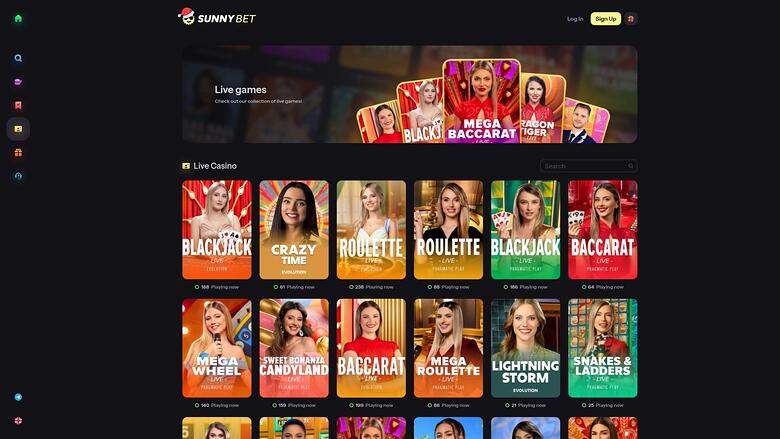SunnyBet Casino — Live dealer lobby